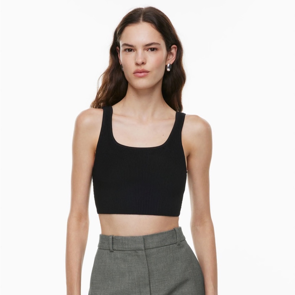 Aritzia Babaton Knit Cropped Tank - Black